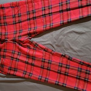 Skinny red plaid pants